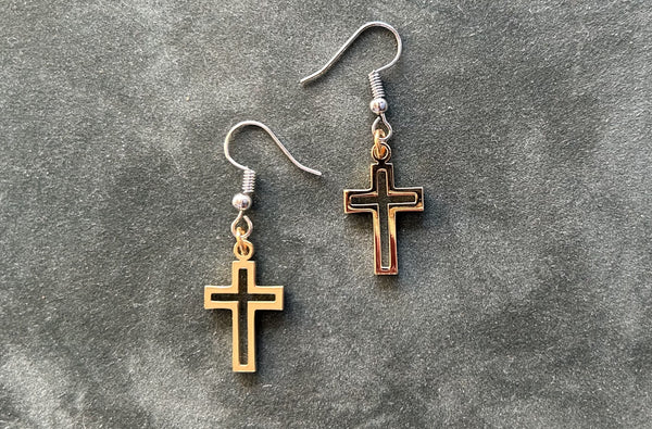 "The Empty Cross" Earrings - 3/4" 24K Gold Plated Brass