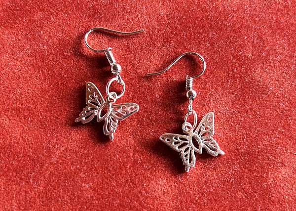 "Christian Butterfly" Sterling Silver Earrings 5/8"