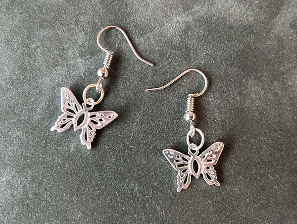 "Christian Butterfly" Sterling Silver Earrings 5/8"