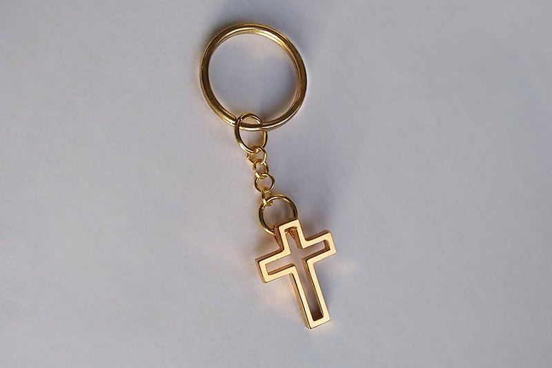 The Empty Cross Key Chain Sterling Silver or 24K Gold and Brass