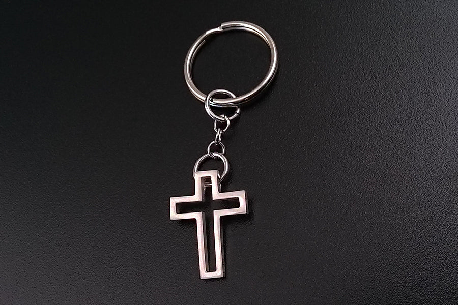 The Empty Cross Key Chain Sterling Silver or 24K Gold and Brass