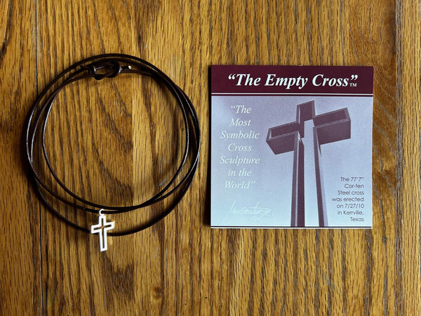 "The Empty Cross" Small 3/4" Brass Pendant (24K plated) & Leather Bracelet