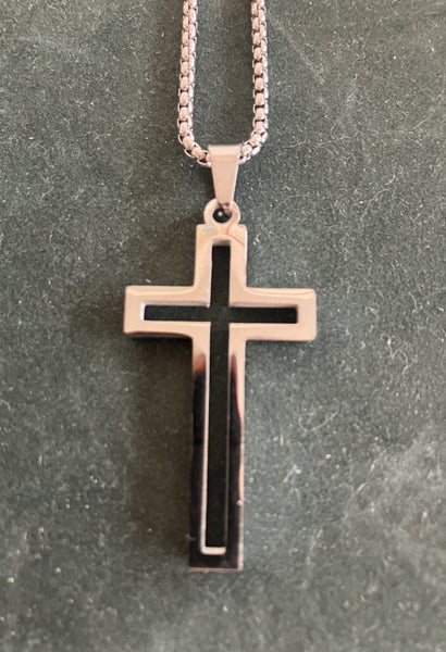 "TEC" Stainless Steel Pendant/Charm (1.5 inches) with Heavy Box Chain Necklace (24.0 inches)