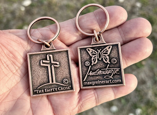 "The Empty Cross" Brass Key Ring - Copper Finish