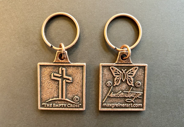 "The Empty Cross" Brass Key Ring - Copper Finish