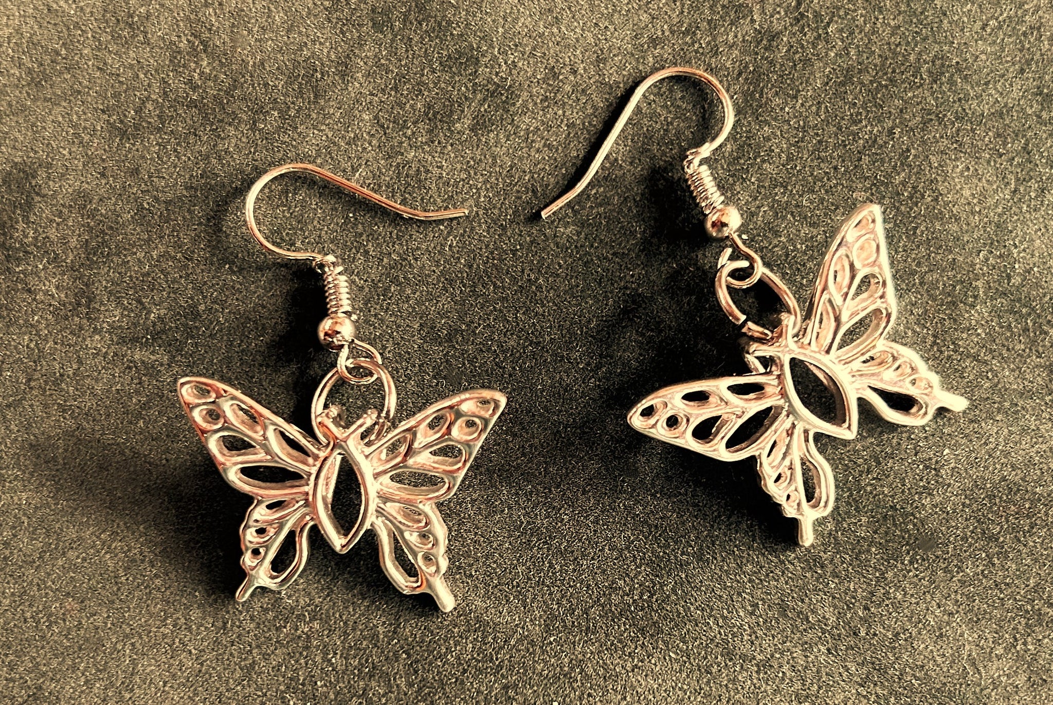 "Christian Butterfly" 14K Solid Gold Earrings 1"