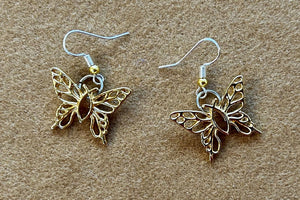 "Christian Butterfly" 24K Gold Plated Brass Earrings 1"