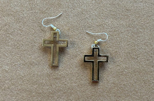 "The Empty Cross" Earrings - 1-1/4" 24K Gold Plated Brass