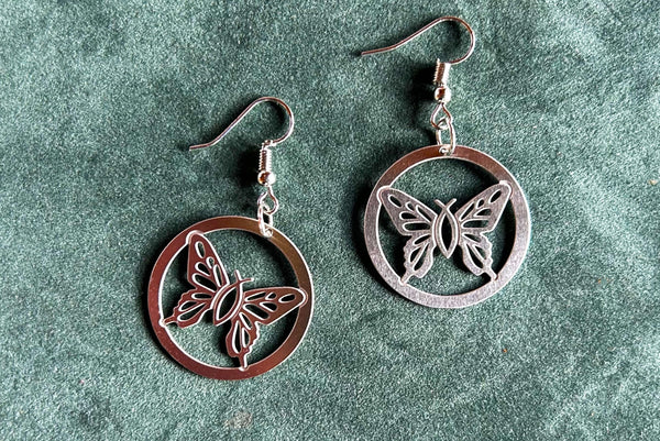 "Christian Butterfly" Stainless Steel Earrings 1"