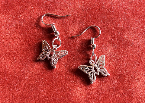 "Christian Butterfly" Sterling Silver Earrings 5/8"