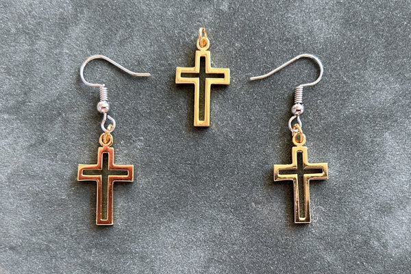 "The Empty Cross" Charm - 3/4" 24K Gold over Brass