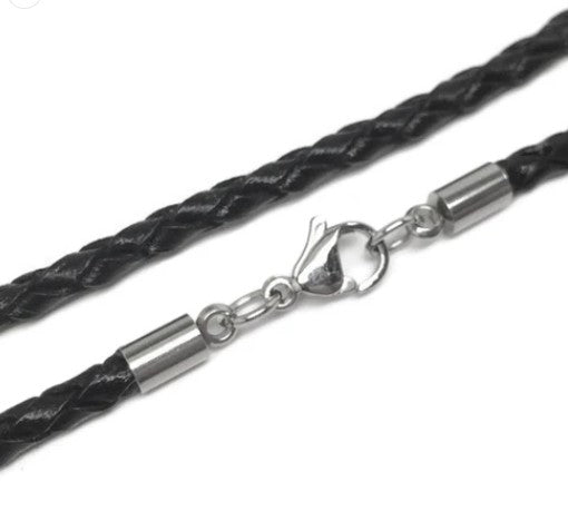 Black, Braided Leather Cord