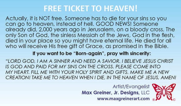 "Free Ticket to Heaven" Gospel Tracts