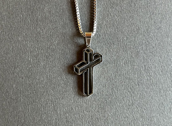 "TEC" Stainless Steel "3D" - 7/8” Charm w/ 17” Box Chain Necklace
