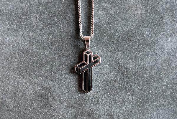 "TEC" Stainless Steel "3D" - 7/8” Charm w/ 17” Box Chain Necklace