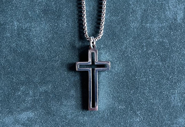 "TEC" Stainless Steel Pendant/Charm (1.5 inches) with Heavy Box Chain Necklace (24.0 inches)