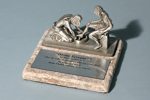 "Divine Servant" Pewter and Rock Award Sculpture