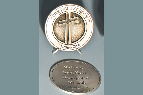 "The Empty Cross" Medallion with Base (in Bronze or Pewter)