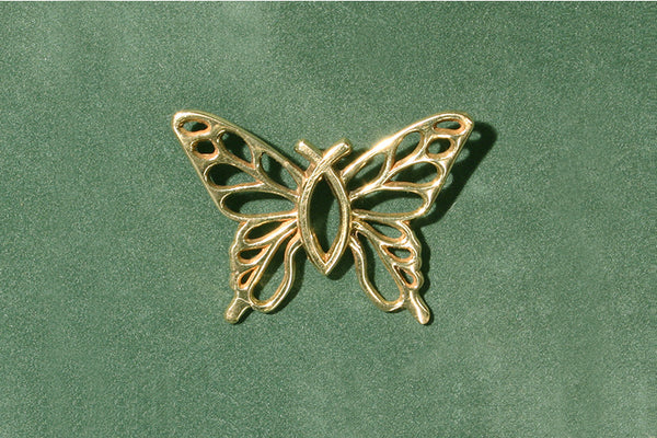 "Christian Butterfly" 24k Gold Plated Brass Charm in 2 Sizes