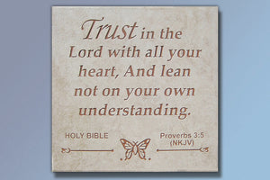 Etched Tile "Proverbs 3:5" 16" Tile