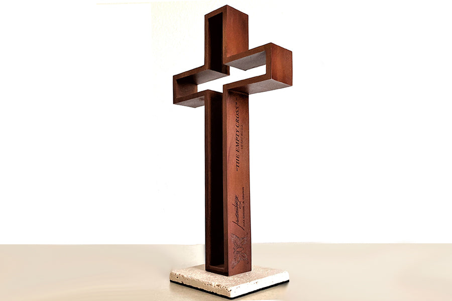 "The Empty Cross" 12" Tall Resin Cross - Stone Base