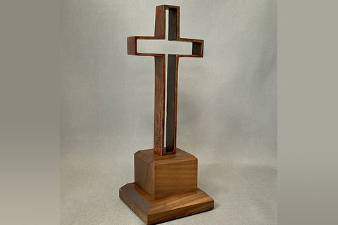 "The Empty Cross" 7 inch Bronze on Walnut Pedestal